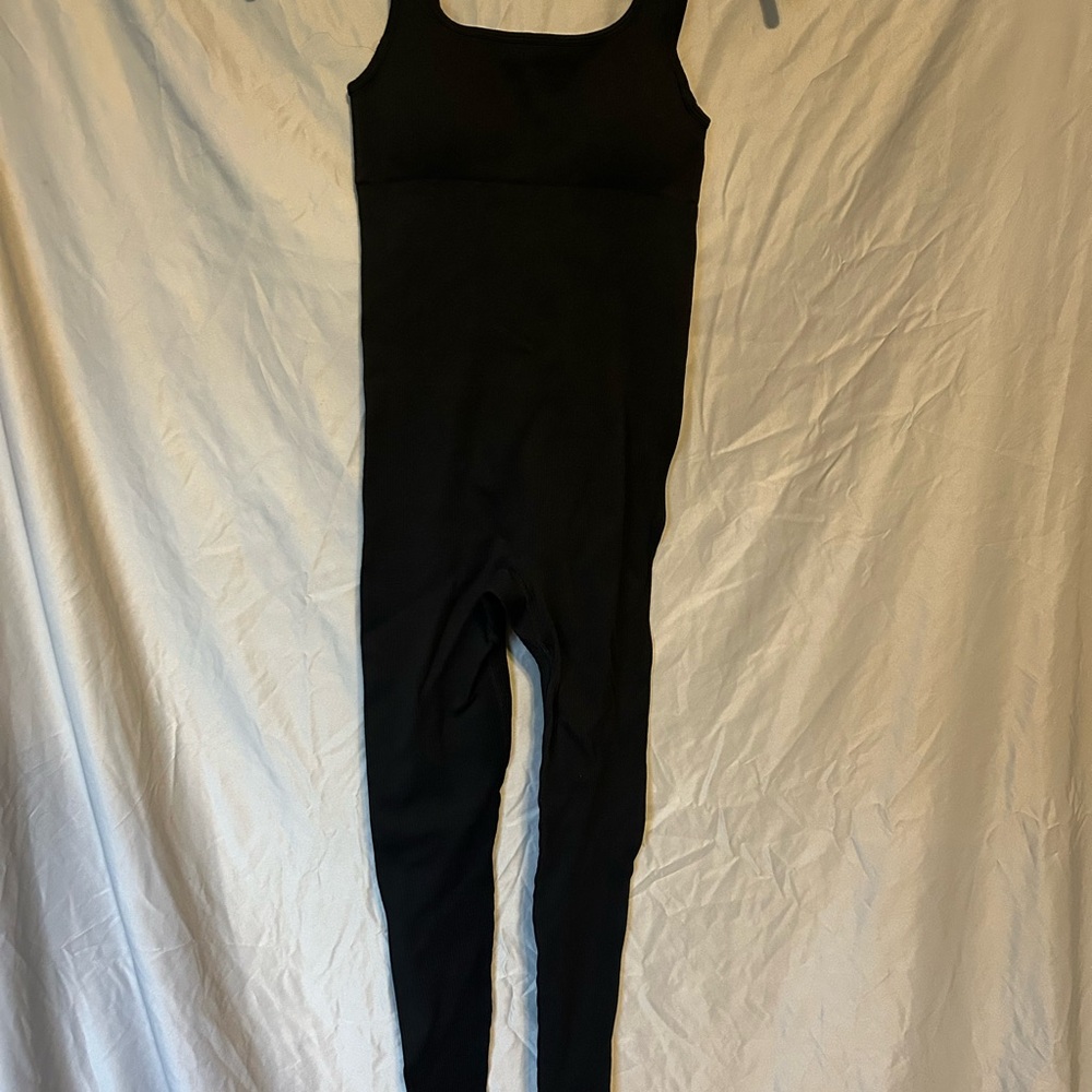 Mooslover Size S Ribbed Elegant Black Jumpsuit Sleeveless